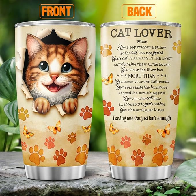 Cat Gifts, Tumblers Lovers For, Tumbler 20 Oz With Lid And Straw, Pet Cat Lover