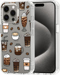 MOSNOVO Case for iPhone 15 Pro Max, [Buffertech 6.6ft Military-Grade Drop Protection] [Anti Peel Off Tech] Clear TPU Bumper Phone Case Cover Design - Coffee