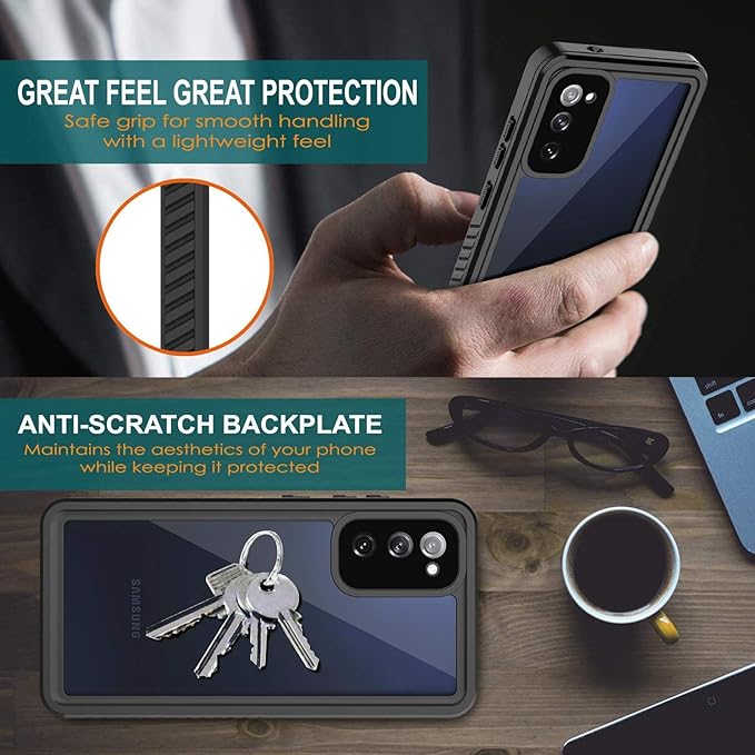 ANTSHARE for Samsung Galaxy S20 FE 5G Case Waterproof, Built in Screen Protector 360° Full Body Heavy Duty Protective Shockproof IP68 Underwater Case for Samsung Galaxy S20 FE 5G 6.5inch(Black)