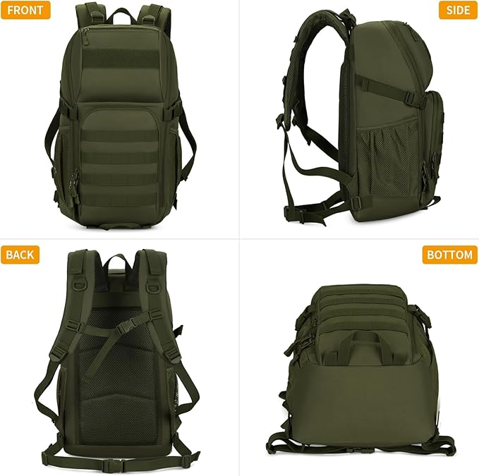 HUNTVP Tactical Backpack Military MOLLE Backpack Hunting Rucksack Gear Assault Pack 25L WR (Army Green)