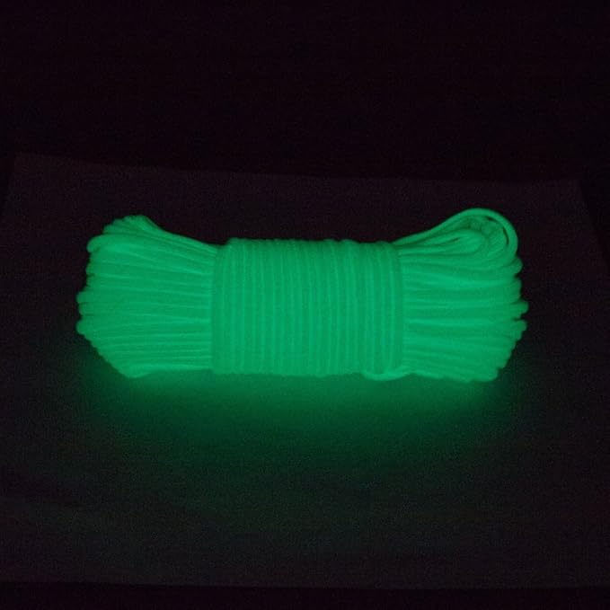 Glow in The Dark Zesty 550lb Paracord – 21 Strand Luminous Parachute Cord for Nighttime Outdoor Utility – 8 Colors and Length Options of 25', 50’, 100’, and 1,000’
