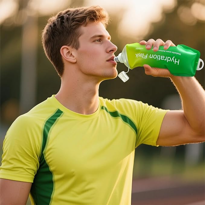 250ml Soft Flask Soft Water Bottle for Running, Hiking, Travelling, Cycling and Climbing - TPU Material - Gradient Green