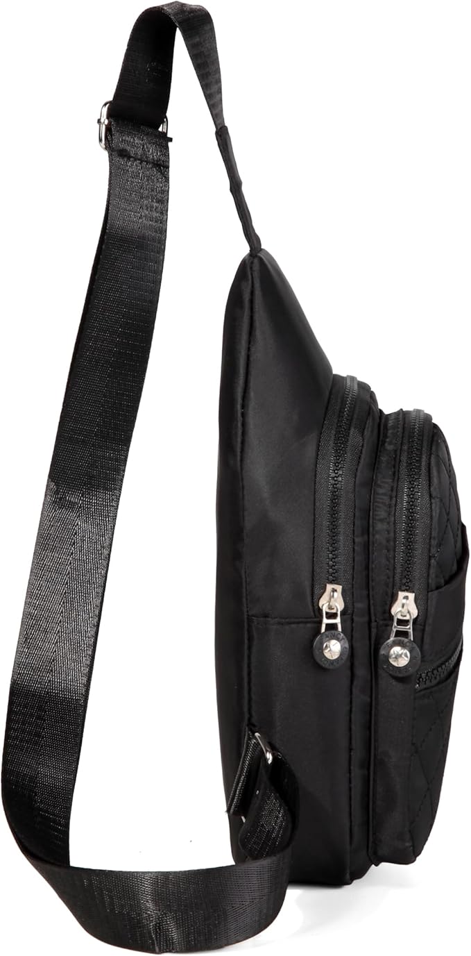 AOSTIHOT Crossbody Small Sling Backpack Sling Bag for Women, Chest Bag Daypack Crossbody for Travel Sport Running Hiking Dark Black