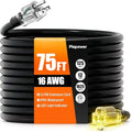 75 FT Outdoor Extension Cord Waterproof, 16/3 Gauge Heavy Duty 3 Prong Power Cord with Lighted Indicator End, 13A 125V 1625W SJTW, ETL Listed, Great for Lawn/Garden/Home(Black)