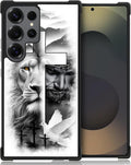 for Samsung Galaxy S25 Ultra Case,Graphic Design for Girl Boy Soft Silicone Hard Acrylic Shock Protection Designed for Samsung Galaxy S25 Ultra Lion Cross Jesus Christ Dove Pattern