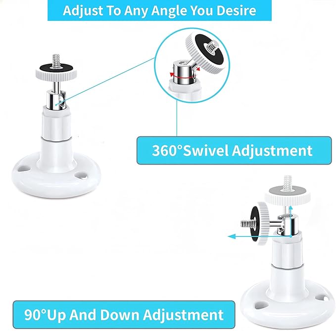 2 Pack Adjustable Security Wall Mount for Ring Stick Up Cam & Ring Outdoor Cam Plus, Indoor Outdoor Mount Bracket for Arlo HD/2/3/4, Ceiling Mount Kit, VHB Adhesive or Screw, No Drill
