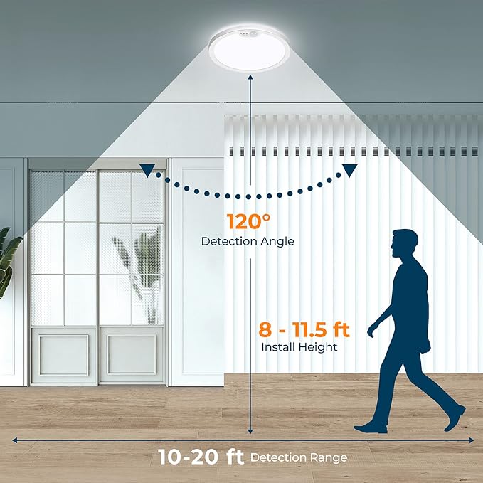 BLNAN Motion Sensor Ceiling Light Wired, 8.7 Inch 3000K 4000K 5000K Selectable LED Flush Mount Light Fixture, Motion Activated Light with Timer for Hallway Stair Walk-in Closet, Non-Dimmable 2 Pack