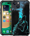 for iPhone 13 Mini Case, Blue Breathing Wolf Pattern Graphic Design Girl Boy Soft Silicone Hard Acrylic Shock Protection for iPhone 13 Mini