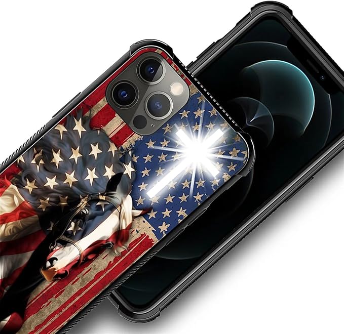 for iPhone 11 Pro Case, Red American Flag Horse Cross Pattern Made of Soft Silicone Hard Acrylic Shock Protection for iPhone 11 Pro
