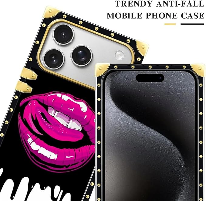 for iPhone 17 Pro Case Luxury Golden Decoration for Girl Women Soft TPU Shockproof Protective Hard PC Back for iPhone 17 Pro Crazy Pattern Black White Red Slap Sexy