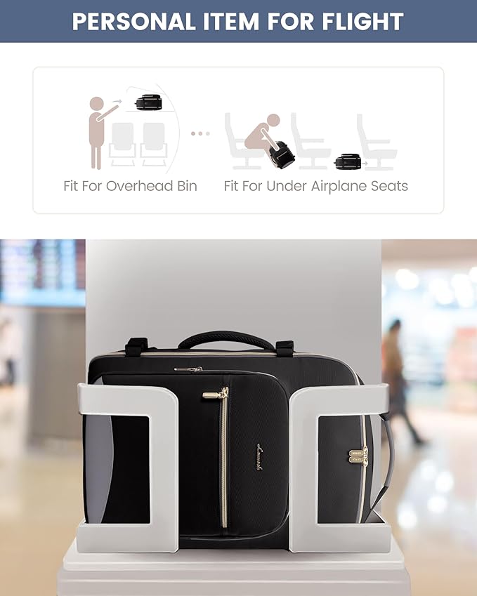 LOVEVOOK Travel Backpack for Women & Men 40L,Airline Approved Carry On Backpack Travel Essentials,TSA Carry on Luggage,Waterproof Personal Item Travel Bag,Suitcase with 3 Packing Cubes,Black-Grey