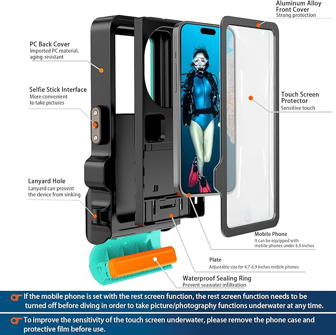 2026 Diving Snorkeling Phone Case for iPhone 17/16/15/14/13/12/11 Pro Max/XS/X Samsung Galaxy S26/S25/S24 Professional Scuba Dive Waterproof Underwater Photo Video Cover (4TH Gen, Teal)