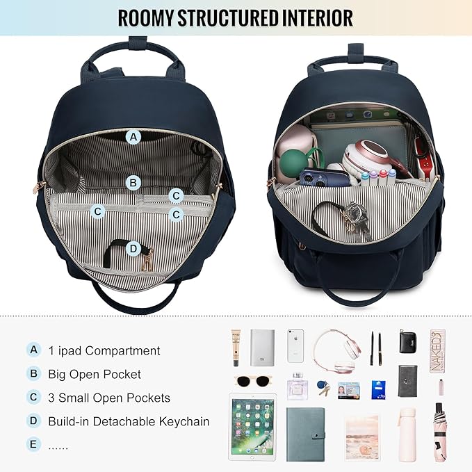 LOVEVOOK Mini Fashion Backpack for Women, Cute Small Backpack, Light Weight Daypack for Work Travel, College, Dark Blue