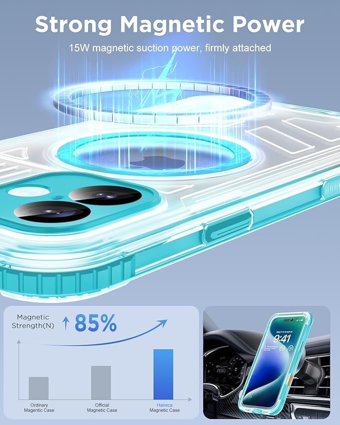 for iPhone 16 Plus Waterproof Case with Magsafe, Built-in [Camera & Screen Protector] [Lanyard], IP68 Water Proof Full Body Dustproof Heavy Duty Frosted Protective Phone Cover, 6.7" Teal