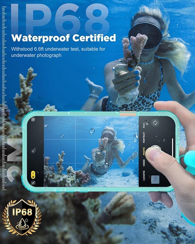 for iPhone 17 Pro Max Waterproof Case with Magsafe, Built-in [Camera & Screen Protector] [Lanyard], IP68 Water Proof Full Body Dustproof Heavy Duty Frosted Protective Phone Cover, 6.9" Teal