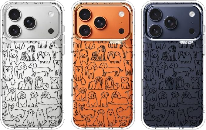 MOSNOVO for iPhone 17 Pro Case | Military Grade 6.6ft Drop Tested | Camera Control | Clear with Doodle Dog Design