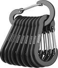 Booms Fishing CC5 Multi-Use Carabiner Clips, 10 Pack 2.3"/ 3.1" Caribeener Clips, Mini Keychain Caribeaner Clip, Aluminum D Ring Carabiners