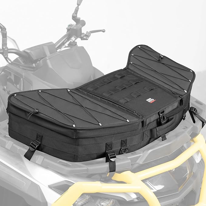 KEMIMOTO Portable ATV Front Rear Rack Bag UTV Cargo Bed Storage, Flat Gear Box with Molle System, Compatible with Polaris Sportsman Ranger RZR Can-Am,1680D Water-resistant