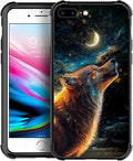 for iPhone 7 Plus/8 Plus Case, Star Cave Hungry Wolf Pattern Graphic Design, Soft Silicone Hard Acrylic Shock Protection