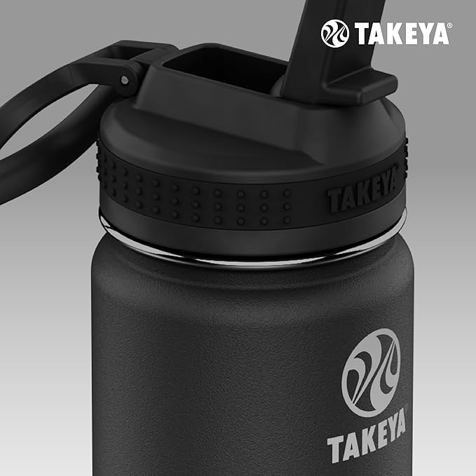 Takeya Actives Stainless Steel Water Bottle, Insulated Spout Lid, Keeps Drinks Cold 24 Hrs, Leakproof, Durable, Dishwasher Safe, Ideal for Gym, Travel, Fits Most Cup Holders, 22 oz/Midnight Blue