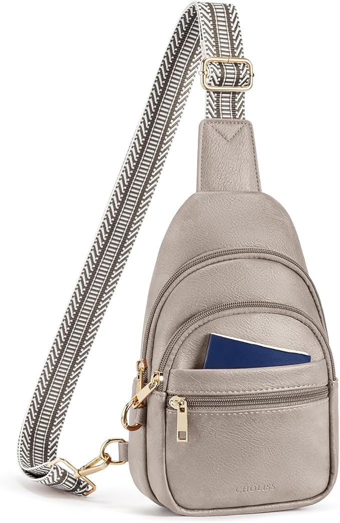 CHOLISS Anti Theft Small Sling Bag for Women and Men RFID Leather Crossbody Bags Fanny Pack Chest Bag Travel Purse Daypacks