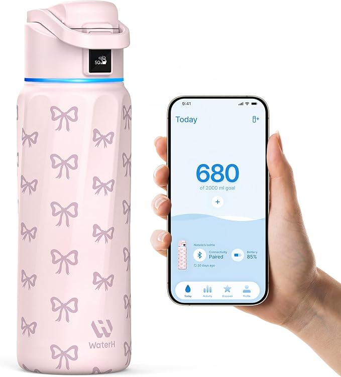 BOOST Smart Water Bottle with Reminder & Tracker, Double Wall Vacuum Insulated Bottles Stainless Steel, 32oz BPA-Free Wide Mouth for School, Gym, Office, Ideal for Mother's Day