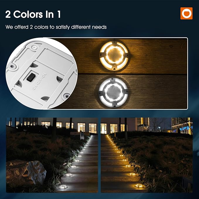addlon Solar Dock Lights Outdoor 1 Pack, 2 Color Modes LED Deck Marine Waterproof Driveway Marker Lights for Step Sidewalk Stair Garden Pathway Walkway Yard (Warm White/Cool White)