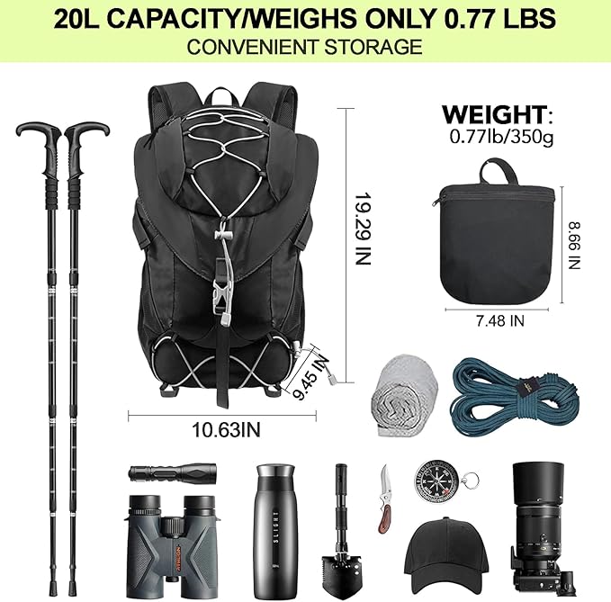 Seektop Ultra Lightweight & Packable Hiking Backpack 20L,Water-Resistant Foldable Daypack for Men Women, Compact for Hiking,Travel,Outdoor