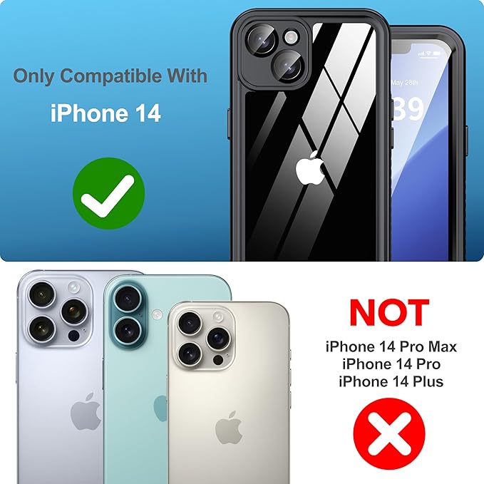 ANTSHARE for iPhone 14 Case, with [Built-in Privacy Screen Protector] [IP 68 Waterproof], Anti-Peeping Adsorption Full Body Double Protective Case for iPhone 14, Black