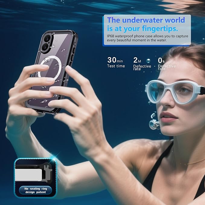 Waterproof Case for iPhone 17 – IP68 Submersible Shield with Built-in Screen Protector, Shockproof Military-Grade Armor, Full-Body Heavy-Duty Protection, (Black)