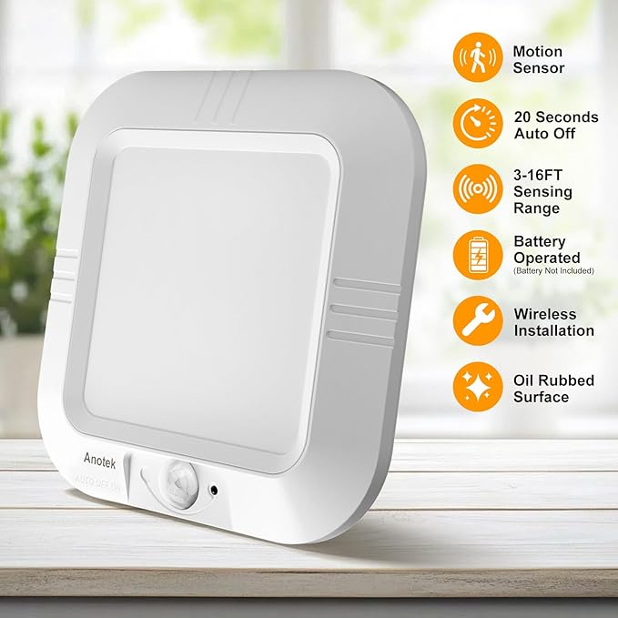 Battery Operated Ceiling Light, Motion Sensor Light Indoor, Motion Activated for Bathroom Stair Hallway Shed Laundry Daylight Auto On/Off