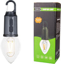 Rechargeable Camp Light, Warm White LED Teardrop Bulb, Battery Powered with USB-C, Shatterproof Globe on Carabiner, 3 Brightness Levels
