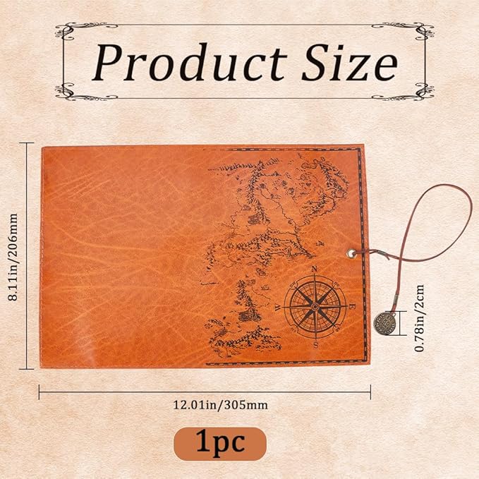 GORGECRAFT PU Leather Pencil Bag Strap Vintage Treasure Map Compass Cover Rollup Storage Organizer Retro Pen Bag Wrap Roll Case Holder Portable Stationery Pouch with Alloy Charming Rectangle(Peru)
