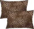 Brown Leopard Throw Pillow Covers Set of 2 Queen Size Black Cheetah Skin Wild Animal Print Pillow Cushion Cases Standard Pillow Cases Decorative Pillowcase 20X30 Inch for Sofa Bed