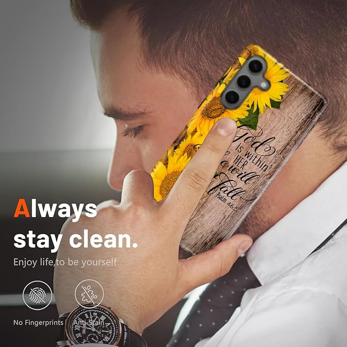 Compatible for Samsung Galaxy S26 Ultra 5G Case, Dual Layer Heavy Duty 2 in 1 Shockproof Protective Phone Case,Bible Verses Psalm 46:5 Wood and Sunflower