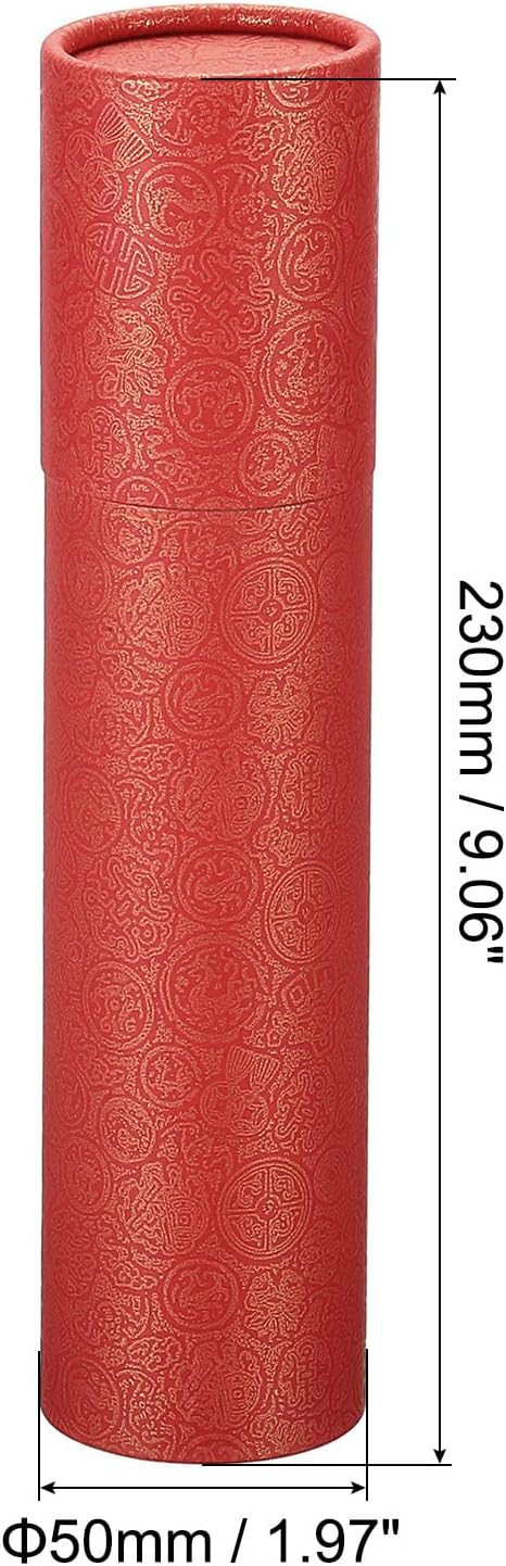 PATIKIL 2 Inch x 9 Inch Poster Tube, 1Pcs Photo Storage Tube Portable Shipping Mailing Tubes Calligraphy Painting Tubes Round Carrying Case for Storing Paper Art Map Documents, Red