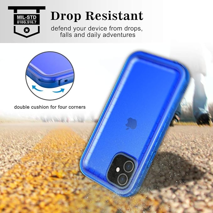SPORTLINK Waterproof Case for iPhone 11, Full Body Heavy Duty Protection Full Sealed Cover Shockproof Dustproof Built-in Clear Screen Protector Rugged Case for iPhone 11 6.1 Inch Blue