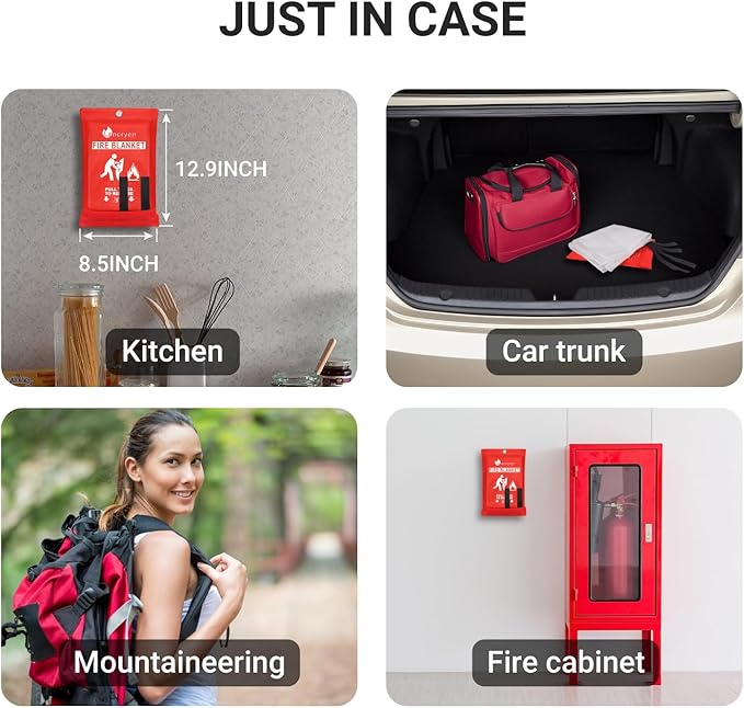 Lancryen Emergency Fire Blanket, Fire Extinguisher Blanket, Fire Suppression Fabric, Flame Retardant Towel Fire Safety Cloth for Home, Kitchen, School, Grill, Car, Office, Warehouse(40” x 40”)