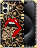 for iPhone 17 Case Luxury Golden Decoration for Girl Women Soft TPU Shockproof Protective Hard PC Back for iPhone 17 Crazy Pattern Brown Leopard Print Mouth