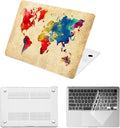 Printed Case for MacBook Air M1 13 inch 2020 2019 2018 Release (Model A2337 A2179 A1932),Aesthetic Hard Shell Case Cover & Keyboard Cover for Laptop Air 13.3",Retro World Map