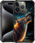 for iPhone 16 Pro Case, Star Cave Hungry Wolf Pattern Graphic Design Girl Boy Soft Silicone Hard Acrylic Shock Protection for iPhone 16 Pro