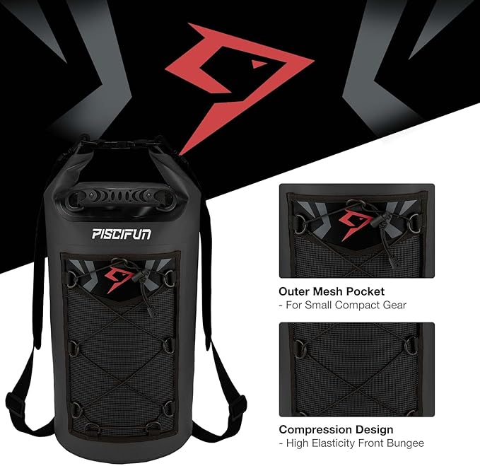 Piscifun Dry Bag, Waterproof Floating Backpack 10L/20L/30L/40L with Waterproof Phone Case for Boating, Kayaking, Fishing