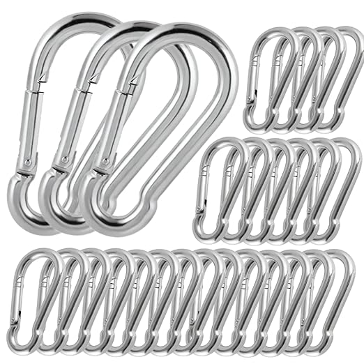 100Pack Heavy Duty Carabiner Clips, M8 5/16" Spring Snap Hooks 3Inch Zinc-Galvanized Steel Chain Clips Quick Links Safety Connector for Hammock Swing Fitness Gym Outdoor Supplies Boating