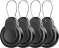 Waterproof for AirTag Holder 1st/2nd 4 Pack Lock Case Keychain for Apple AirTags for Air Tag Keyring with Wire Cable Durable Lightweight for AirTag Cover Keys Kids Luggage Backpacks Pet Collar Black