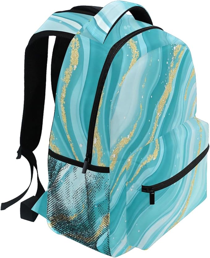 Wamika Turquoise Tie Dye Backpack Green Blue Marble School Backpacks Preschool Book Bag