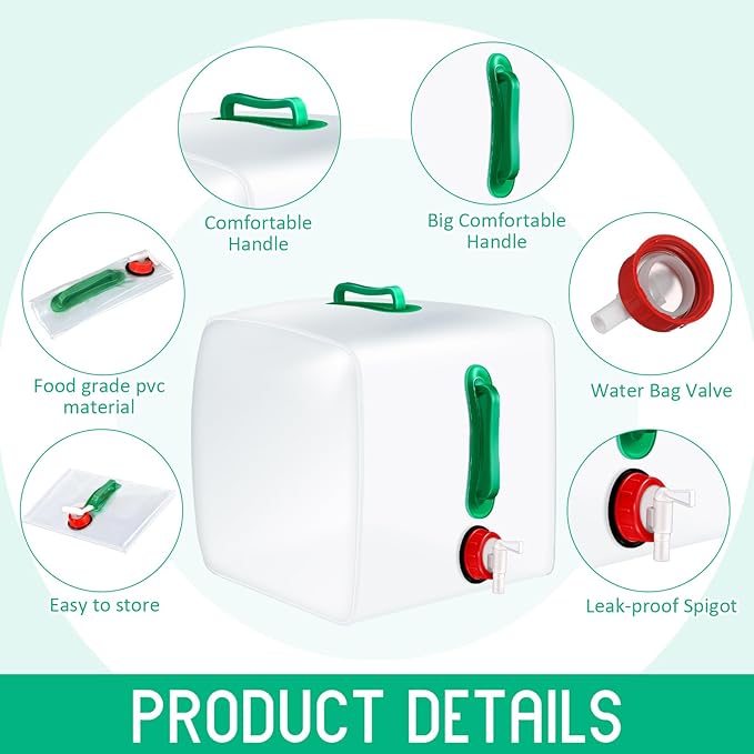 Reallnaive 3 Pcs Collapsible Water Container with Spigot, Foldable Camping Water Container Portable Camping Storage Carrier Jug for Outdoors Hiking Emergency Kit Backpack (5.3 Gallon,Green,Red)