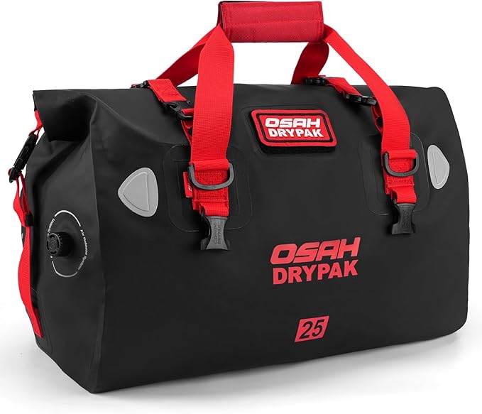 OSAH DRYPAK Waterproof Duffel Bag - Motorcycle Dry Bag Tail Bag with Large Storage Space, Waterproof Luggage Duffle Bags with Outer Mesh Zipper Pocket for Camping, Kayaking, Fishing & Traveling