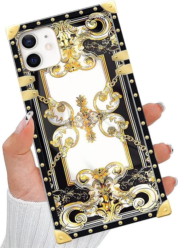 Compatible with iPhone 11 Case, Gold Grain Flowers Luxury Golden Decoration for Girl Women Soft TPU Shockproof Protective Hard PC Back for iPhone 11