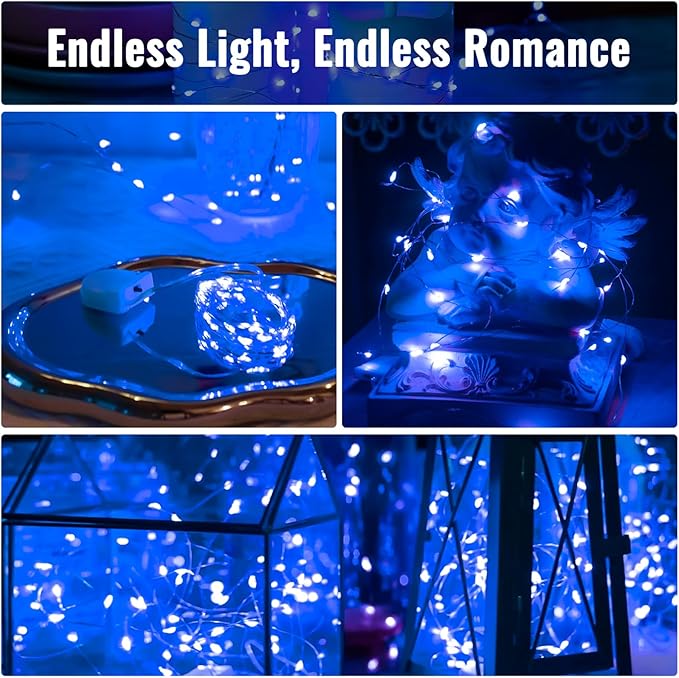 ZSJWL 30 Pack Blue Fairy Lights Battery Operated, 7FT 20LED Mini Starry Light Mason Jar Lights for Indoor Outdoor Party Wedding Halloween Thanksgiving