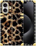 for iPhone 17 Case Luxury Golden Decoration for Girl Women Soft TPU Shockproof Protective Hard PC Back for iPhone 17 Crazy Pattern Seamless Gold Chain Leopard